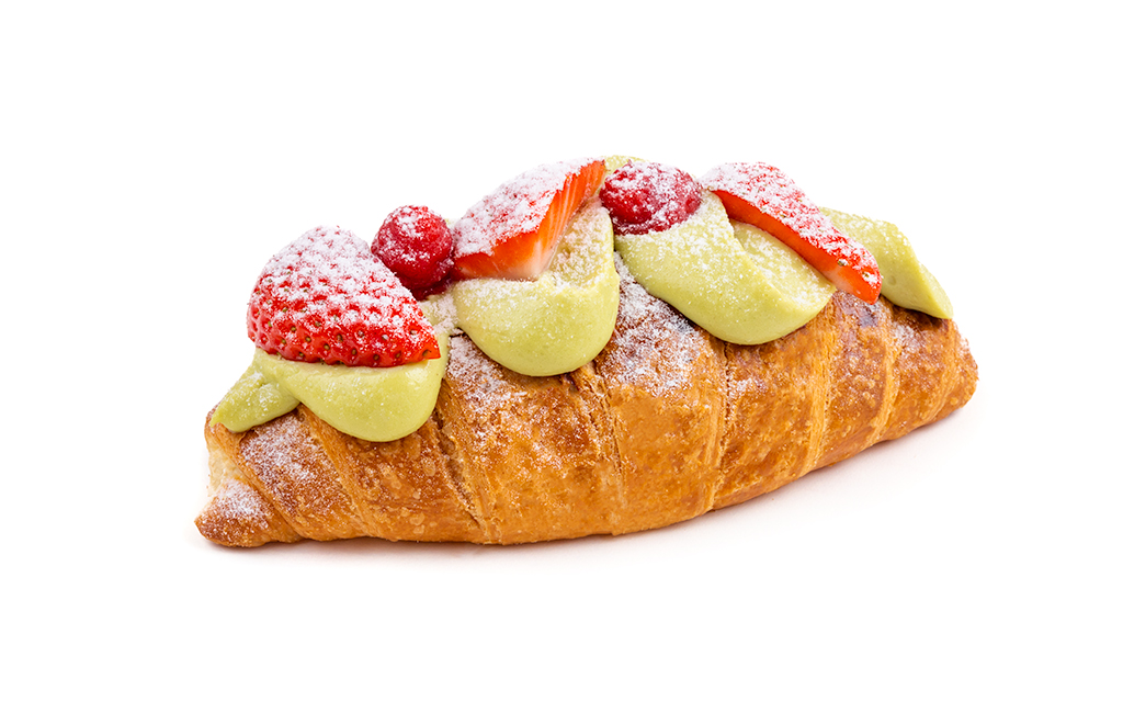 Matcha-Erdbeercroissant